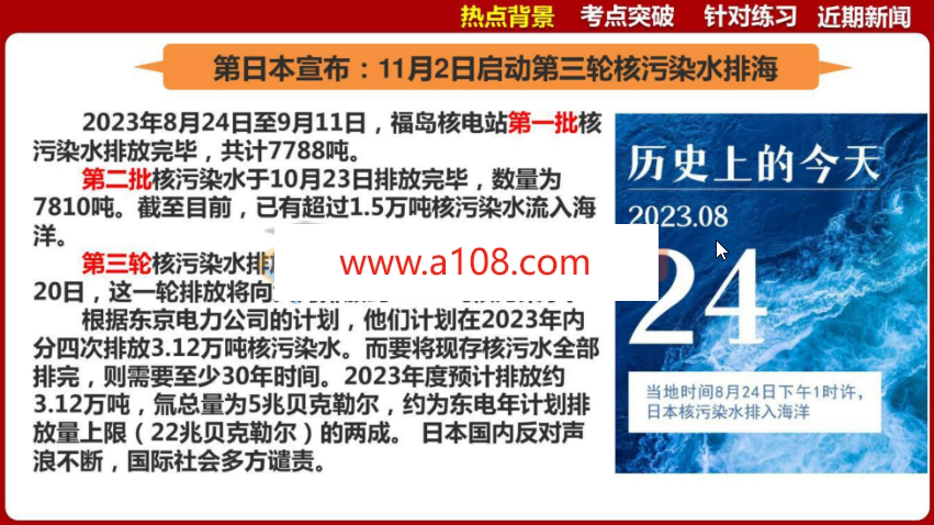 2024年中考道法时政热点：日本三轮核污水排海PDF