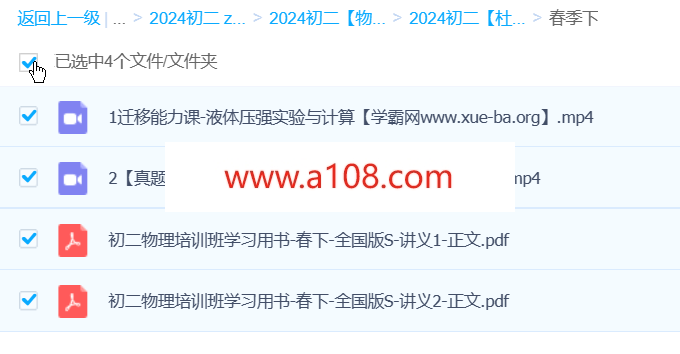 杜春雨物理 2024初二 S春季班上+下
